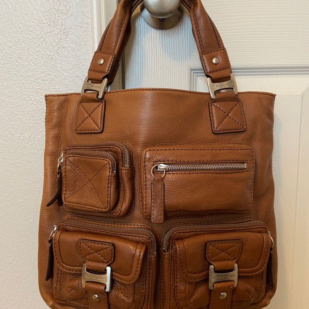 Michael Kors Cognac Multi-Zippered Pocket Large Tote